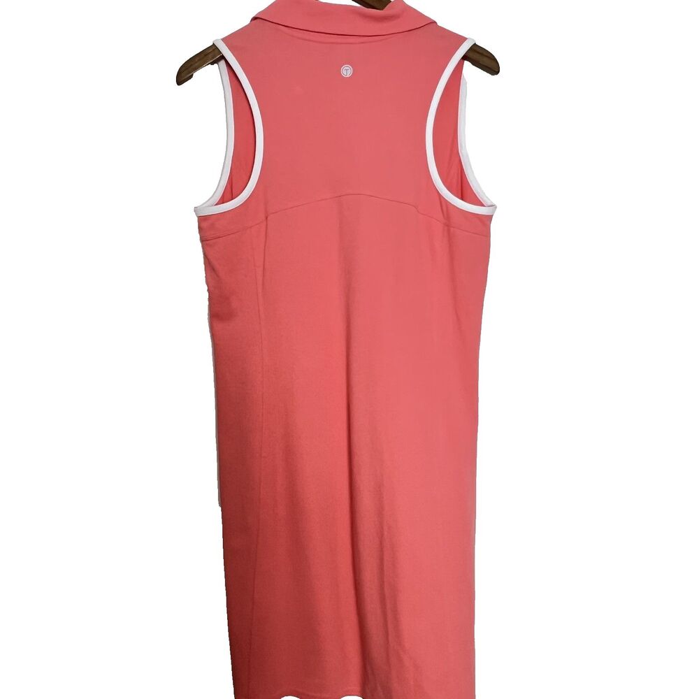 T by Talbots Dress M Pink Sleeveless Polo Shift Pique Stretch UPF50 Tennis golf - Picture 2 of 8
